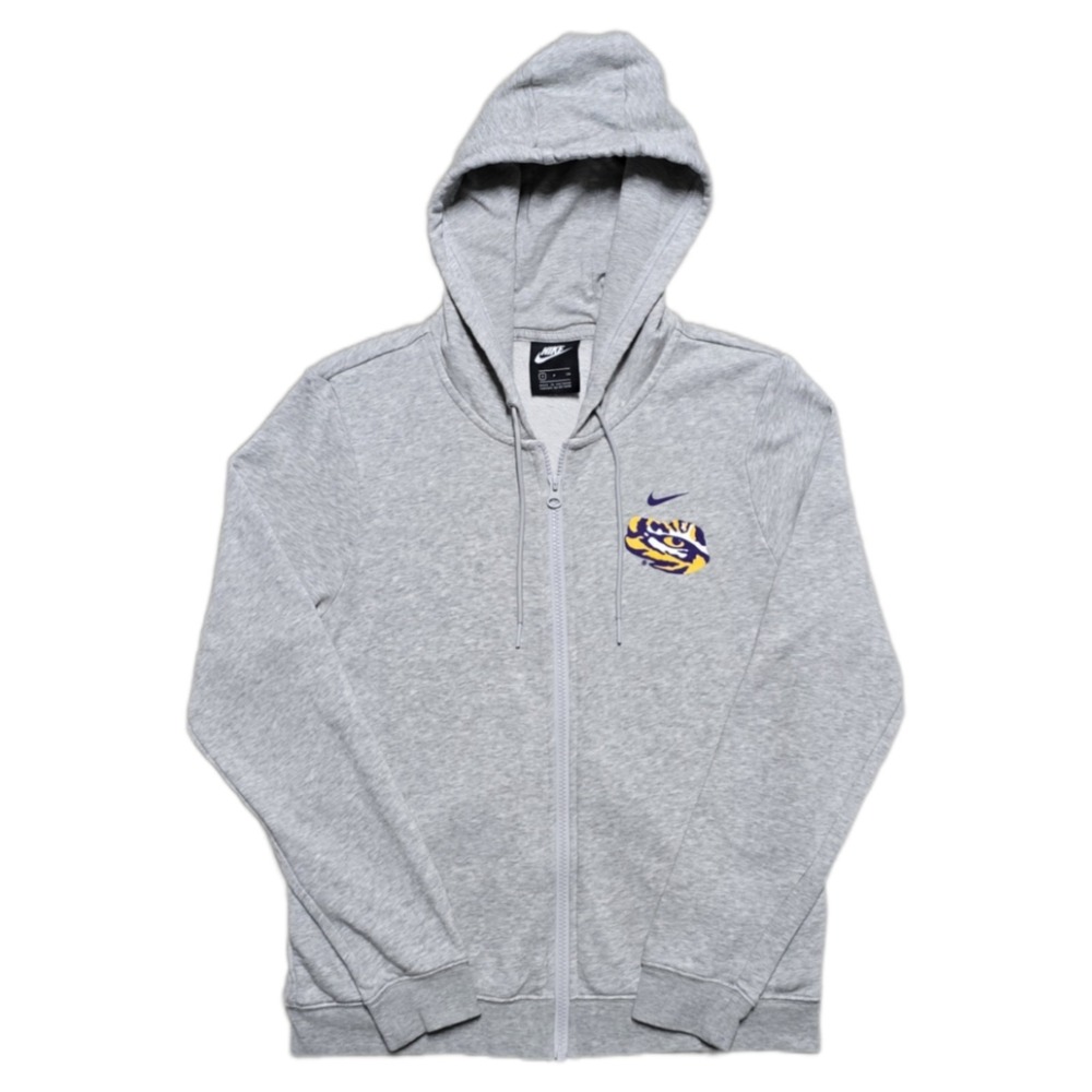Nike LSU Tigers Fleece Hoodie‎ Womens Small Gray Long Sleeve Full Zip Jacket EUC